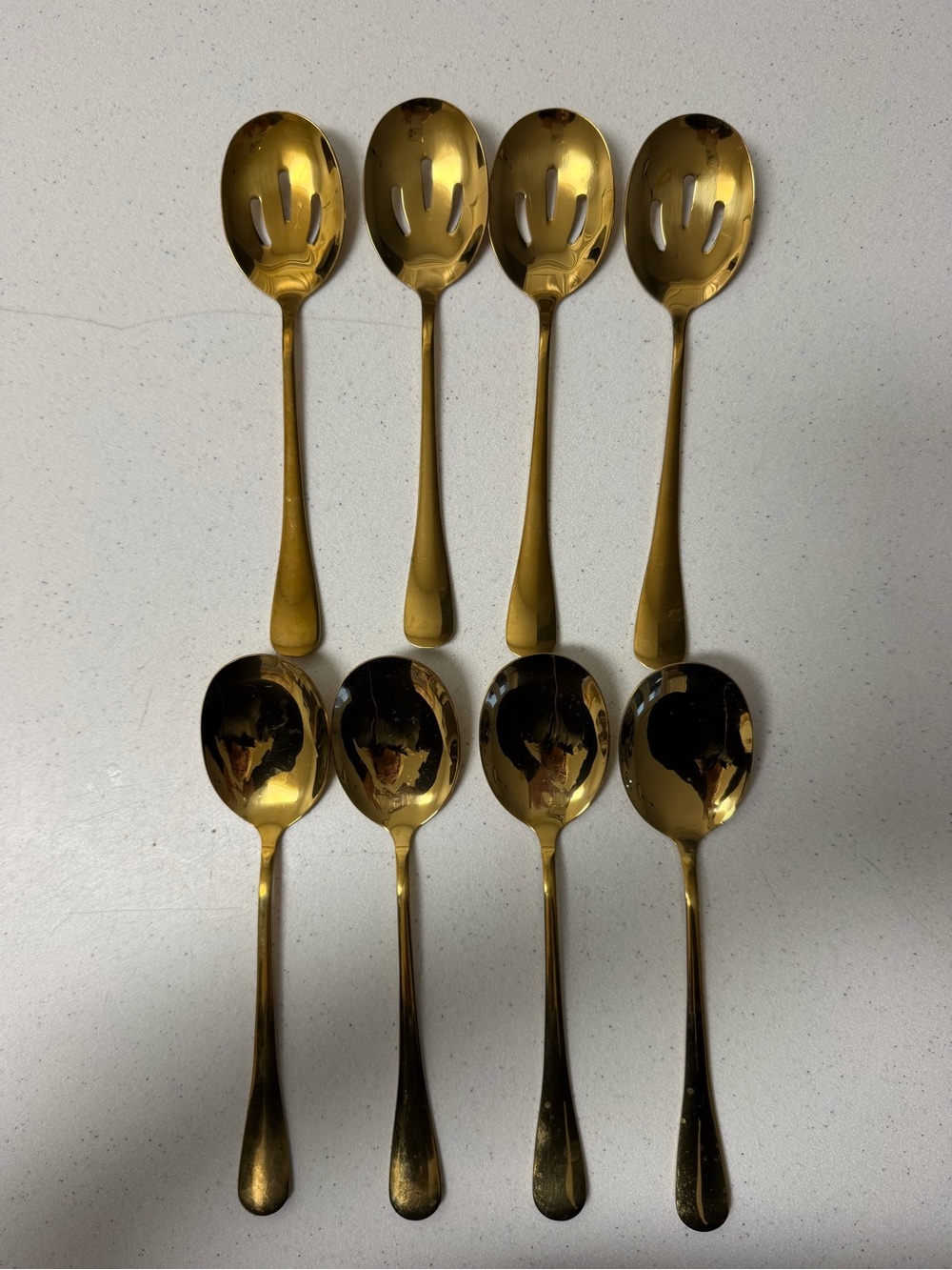 Gold-Tone Slotted and Serving Spoon Set - 8 Piece